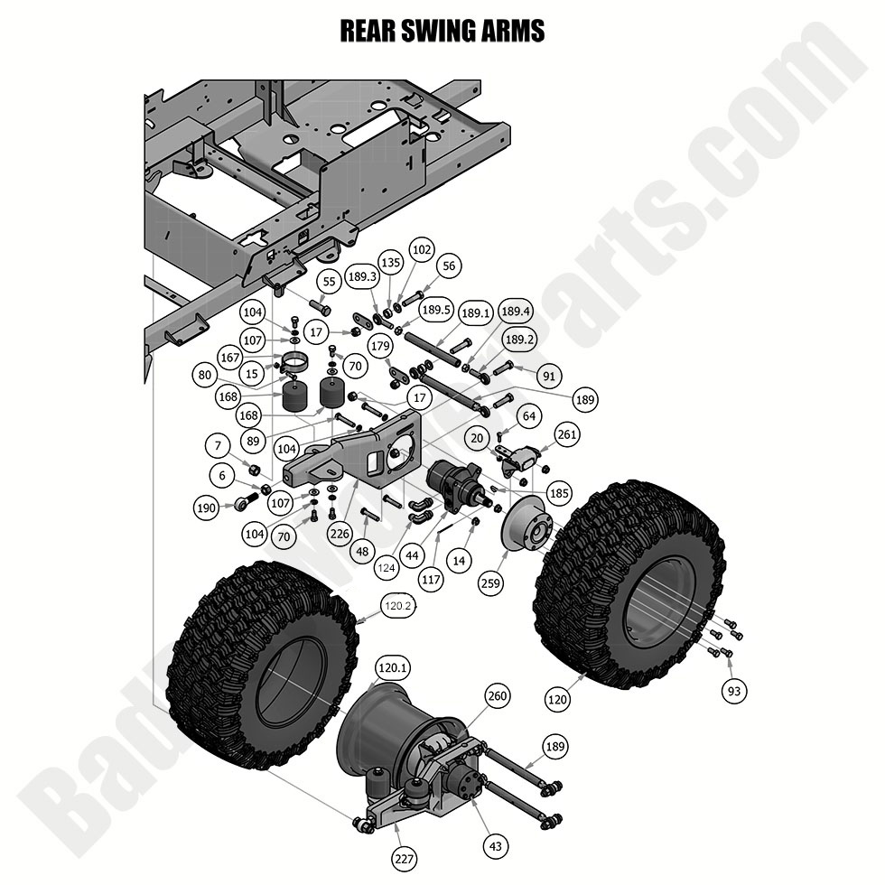 1964 - Bad Boy Mower Parts Lookup > 2019 > Renegade - Diesel > Rear Swing Arm