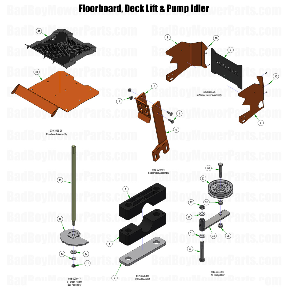 2026 MZ Magnum Floorboard Deck Lift Pump Idler Part Diagram