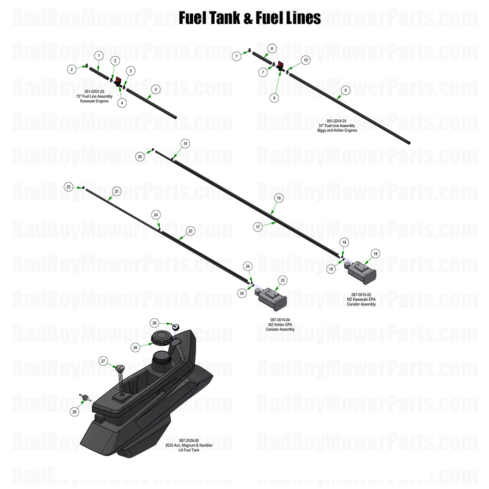 2026 MZ Magnum Fuel Tank and Fuel Lines Part Diagram