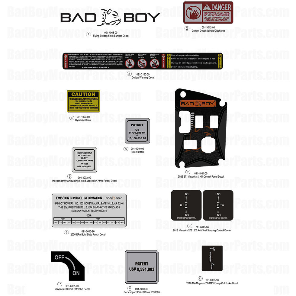 2026 Maverick HD Decals Part Diagram