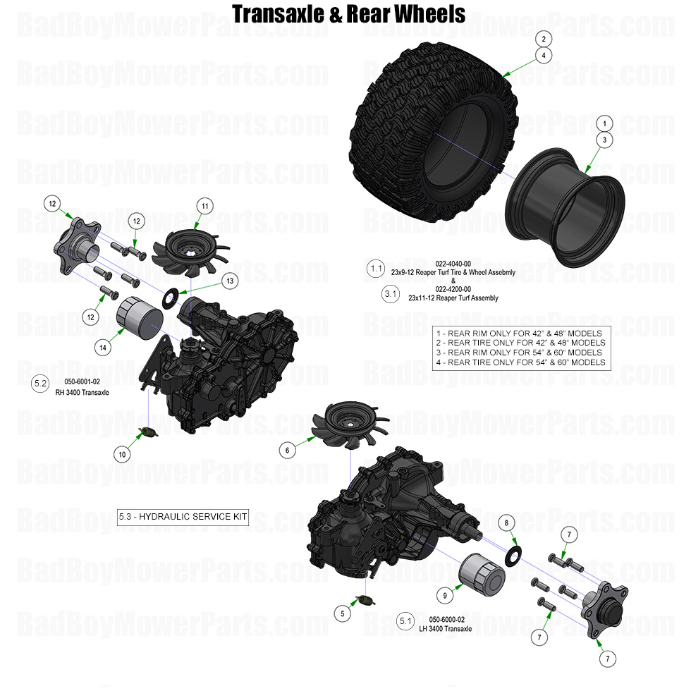 2026 Maverick HD Transaxle and Rear Wheels Part Diagram