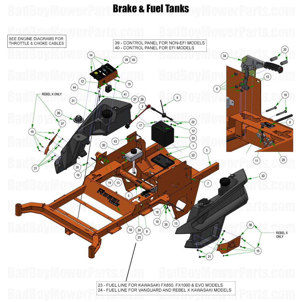 2026 Rebel Brake and Fuel Tanks Part Diagram