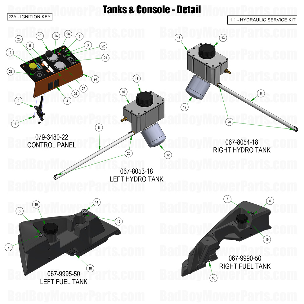 2026 Renegade Diesel Tanks and Console Detail Part Diagram