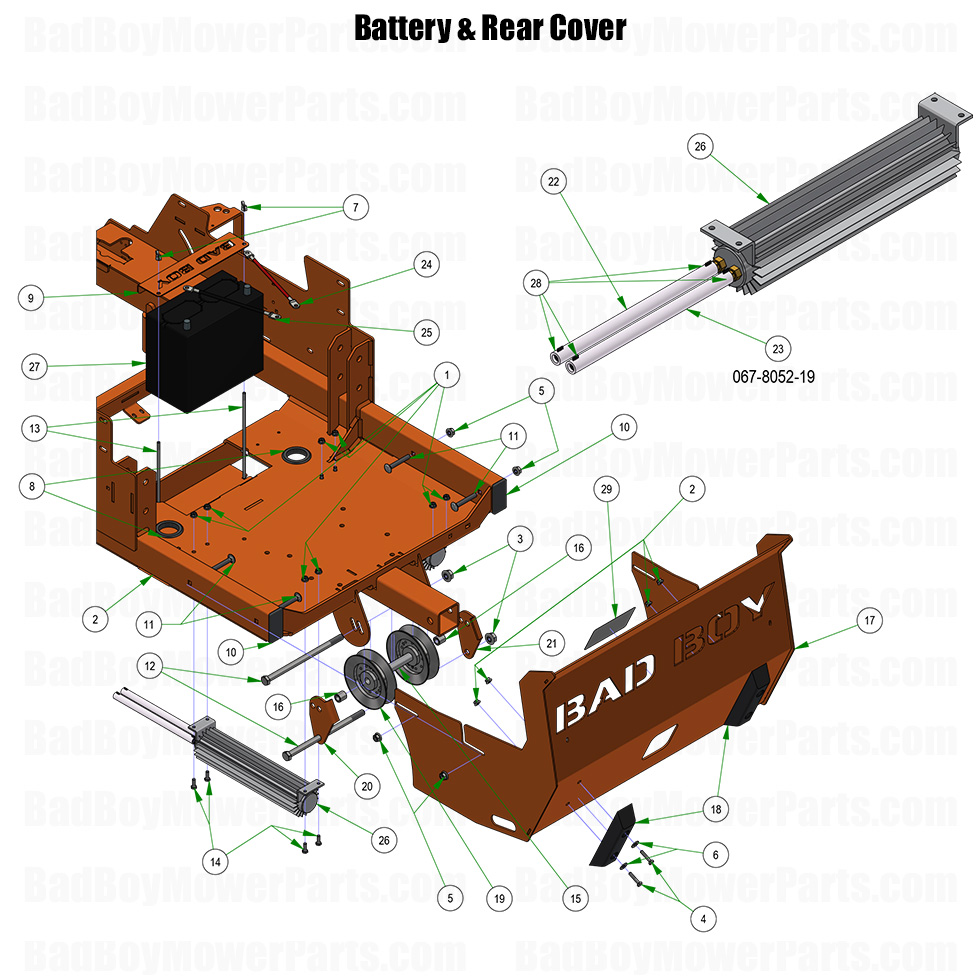 2026 Renegade Gas Battery and Rear Cover Part Diagram