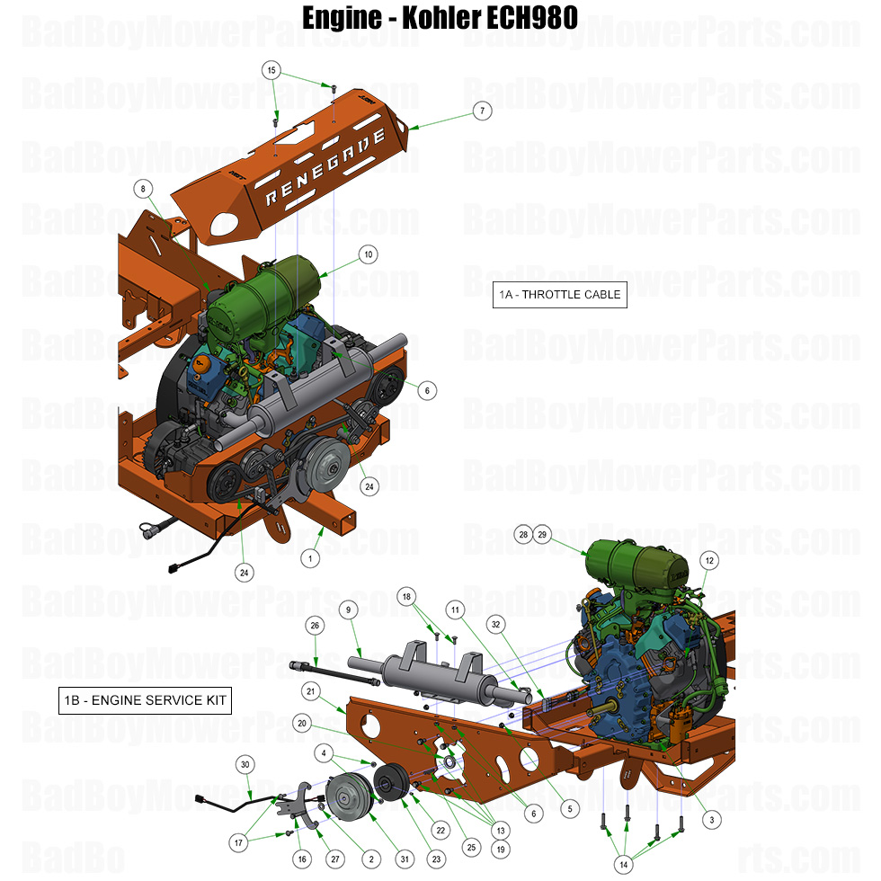 2026 Renegade Gas Engine Kohler ECH980 EFI Part Diagram