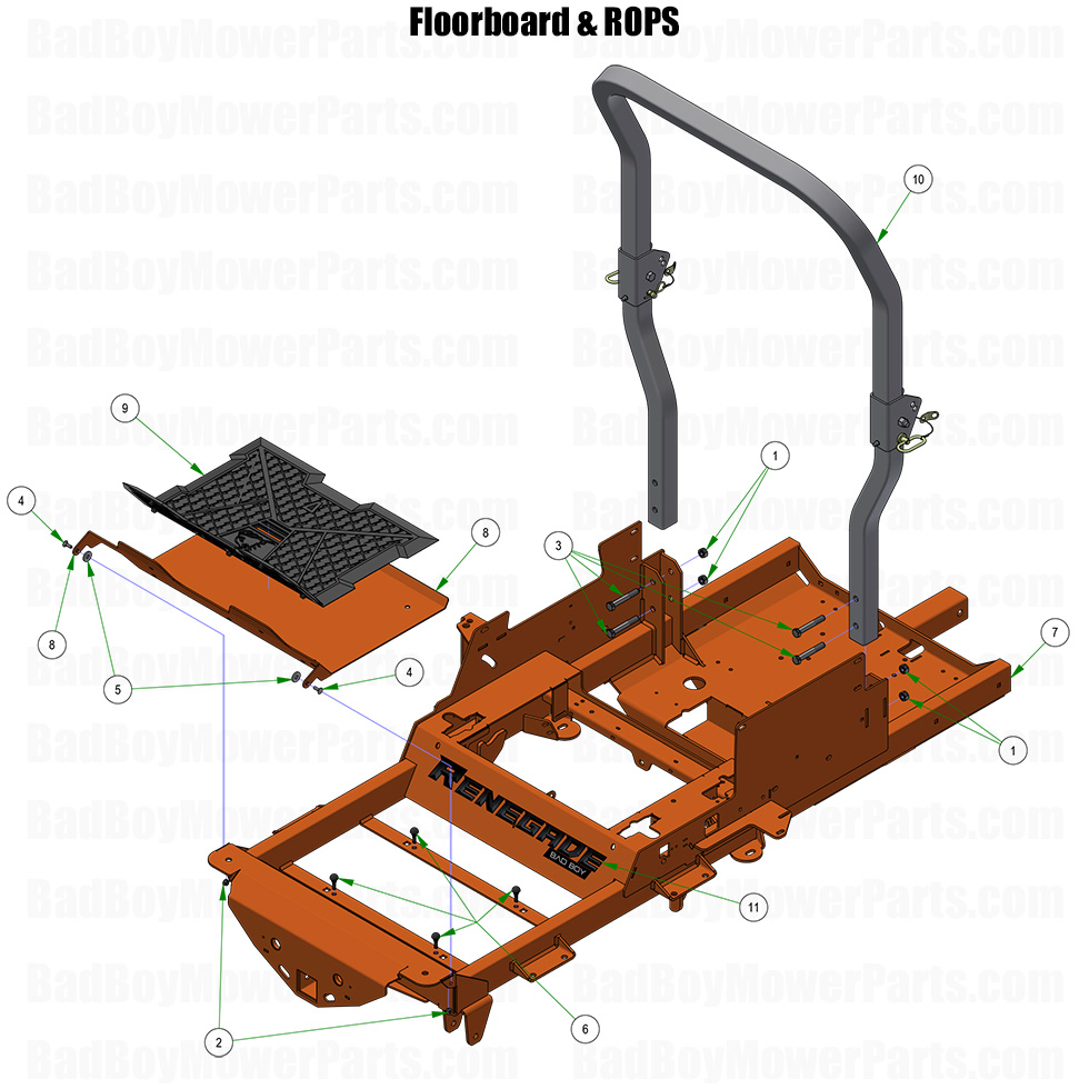 2026 Renegade Gas Floorboard and ROPS. Part Diagram