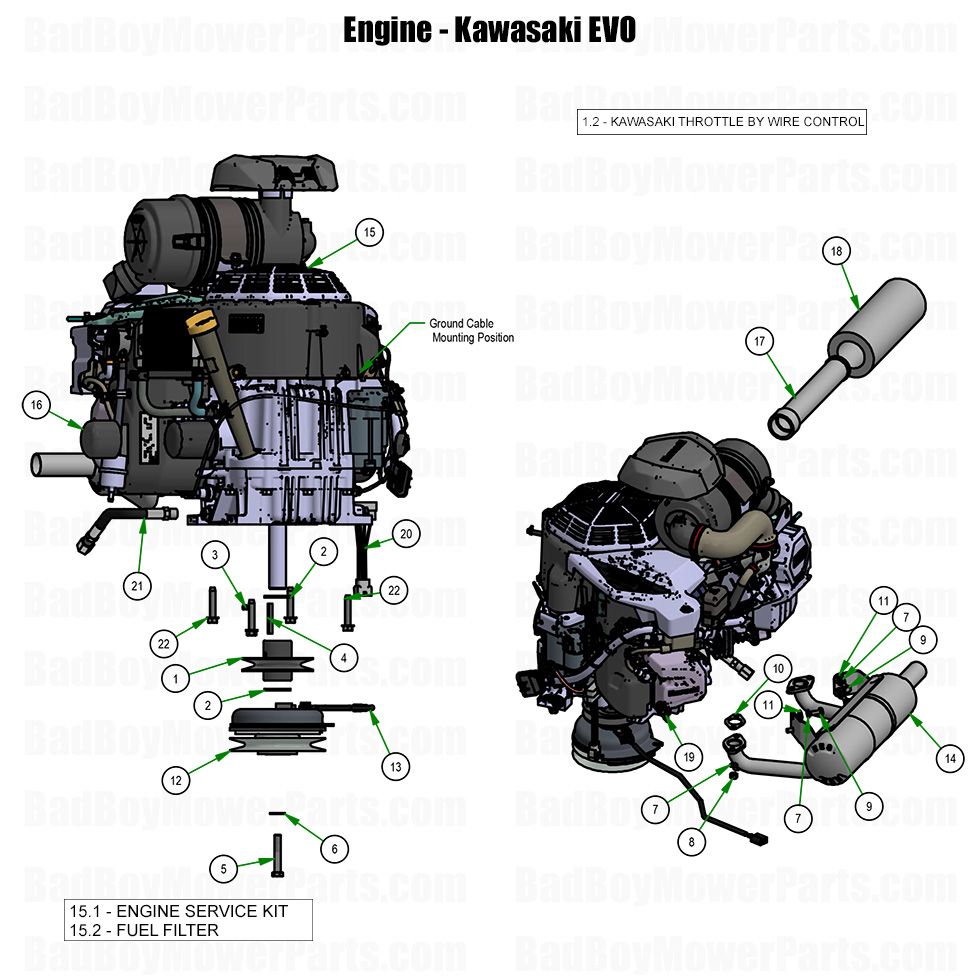 2026 Revolt 48-61 Engine - Kawasaki EVO Part Diagram