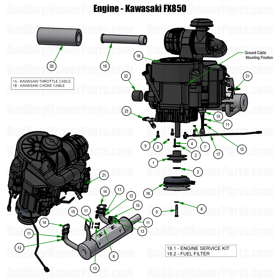 2026 Revolt 48-61 Engine - Kawasaki FX850 Part Diagram