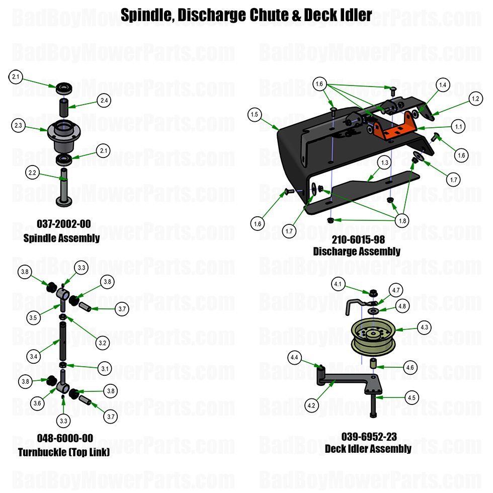 2026 Revolt SD Spindle, Chute and Deck Idler Part Diagram
