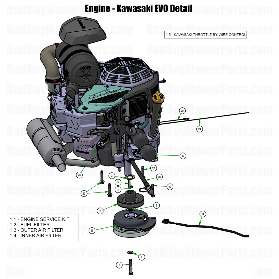 2026 Revolt X Engine - Kawasaki EVO Detail Part Diagram