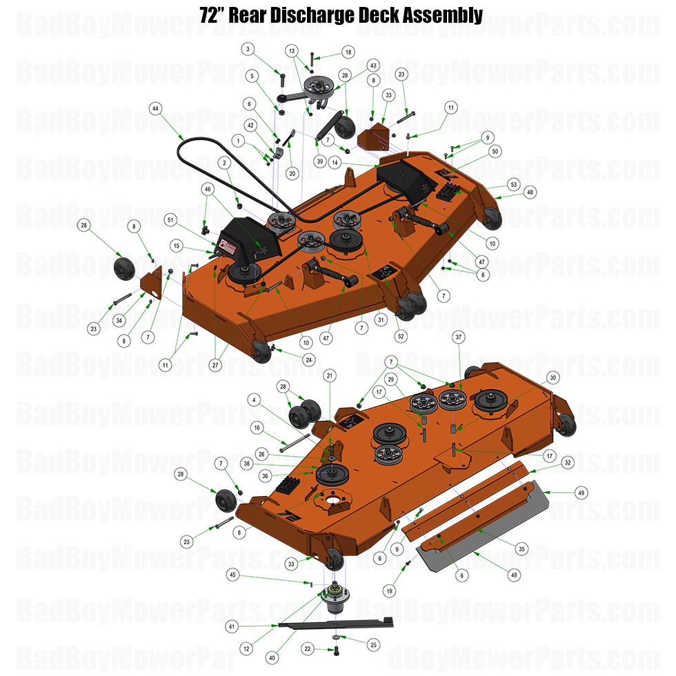 2026 Rogue 72 Inch Rear Discharge Deck Assembly Part Diagram