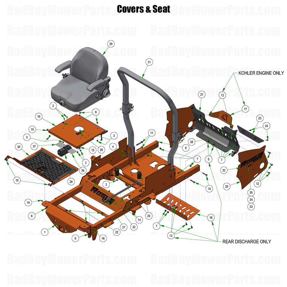 2026 Rogue Covers and Seat Part Diagram