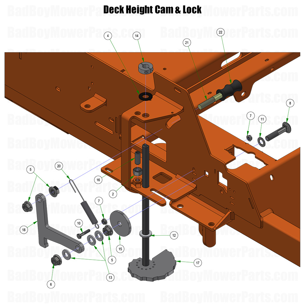 2026 Rogue Deck Height Cam and Lock Part Diagram