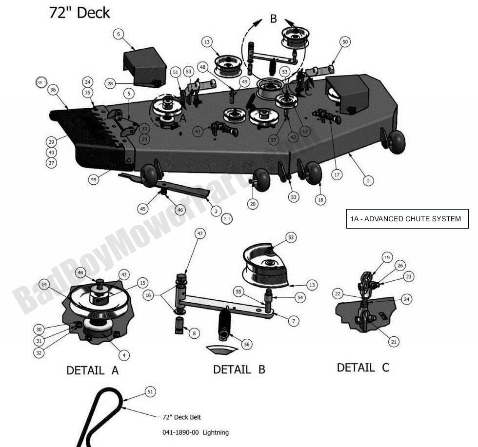 632 - Bad Boy Mower Parts Lookup > 2011 > Pup and Lightning > 72\" Deck Assembly