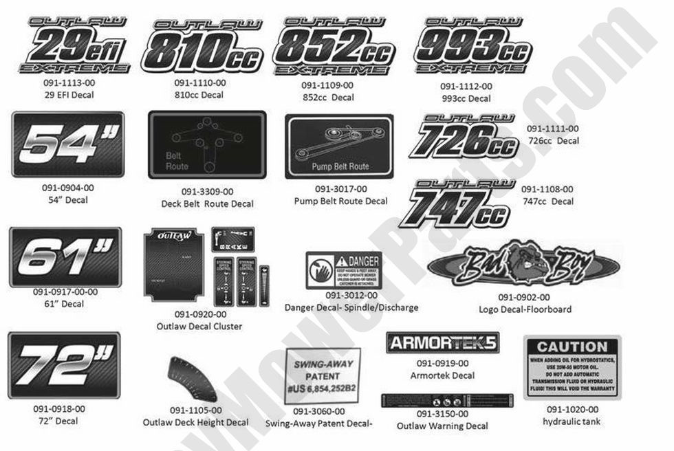 993 - Bad Boy Mower Parts Lookup > 2014 > Outlaw & Outlaw Extreme > Decals