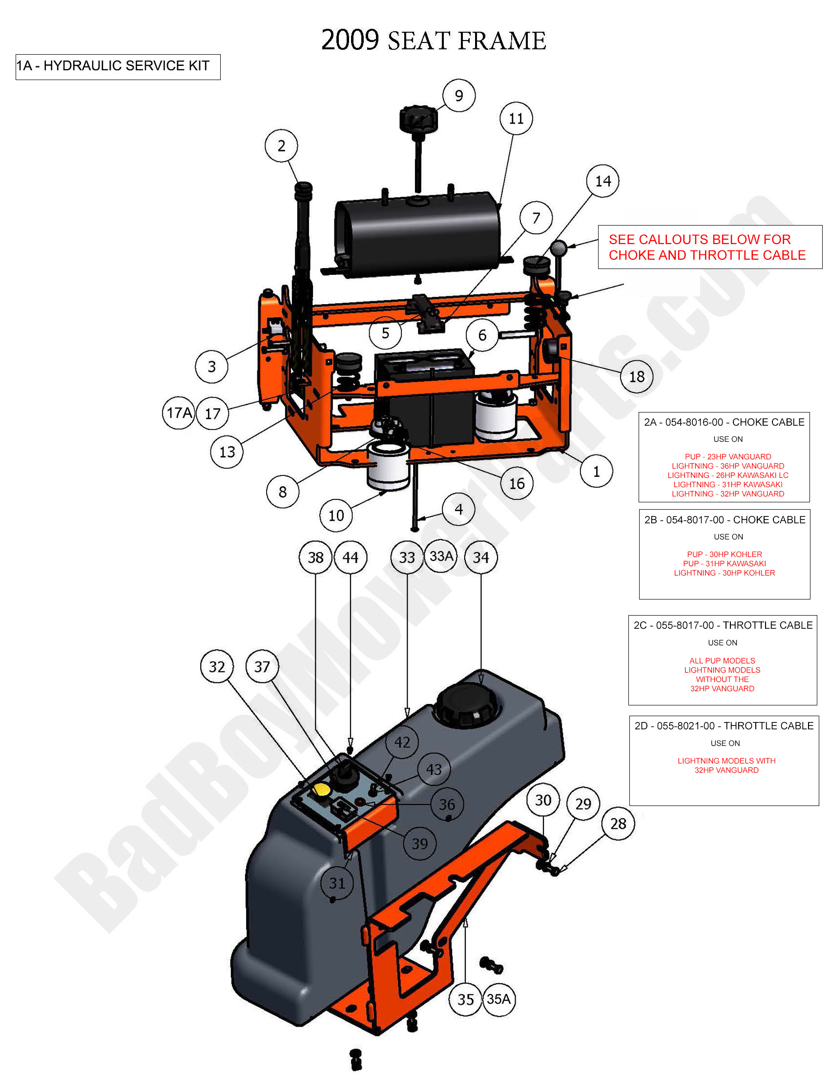 463 - Bad Boy Mower Parts Lookup > 2009 > Pup and Lightning > Seat Frame