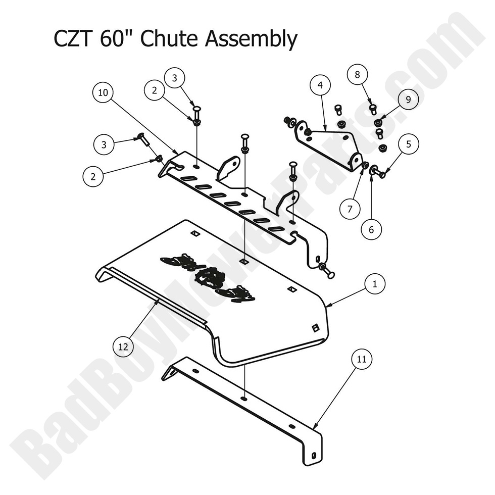 3005 - Bad Boy Mower Parts Lookup > 2012 > CZT > 60\" Discharge Chute Assembly