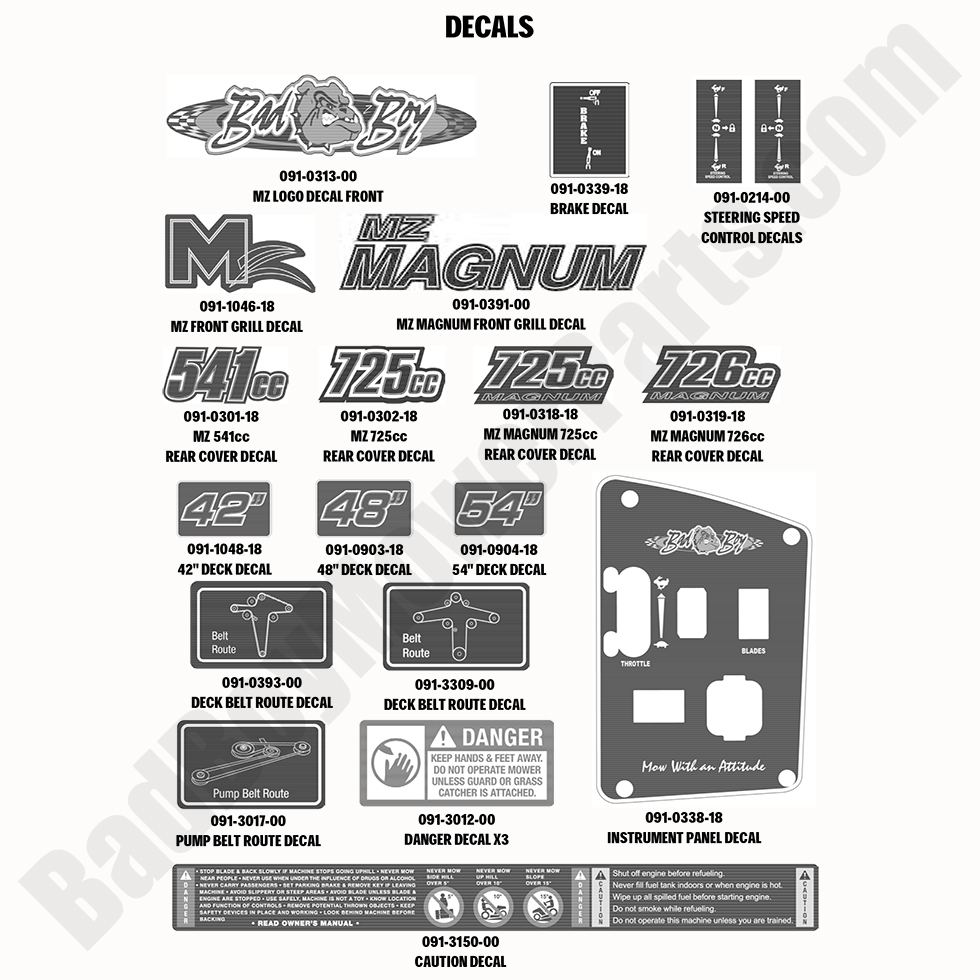 2259 - Bad Boy Mower Parts Lookup > 2020 > MZ & MZ Magnum > Decals