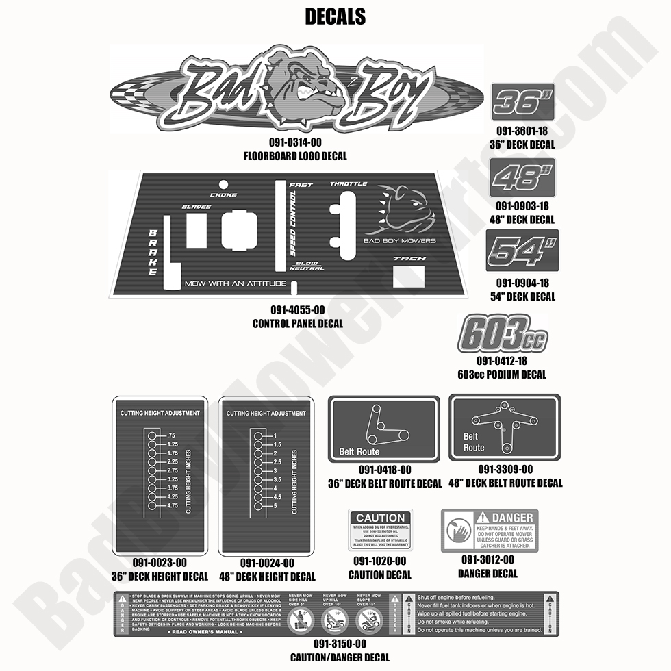 2711 - Bad Boy Mower Parts Lookup > 2020 > Walk Behind > Decals