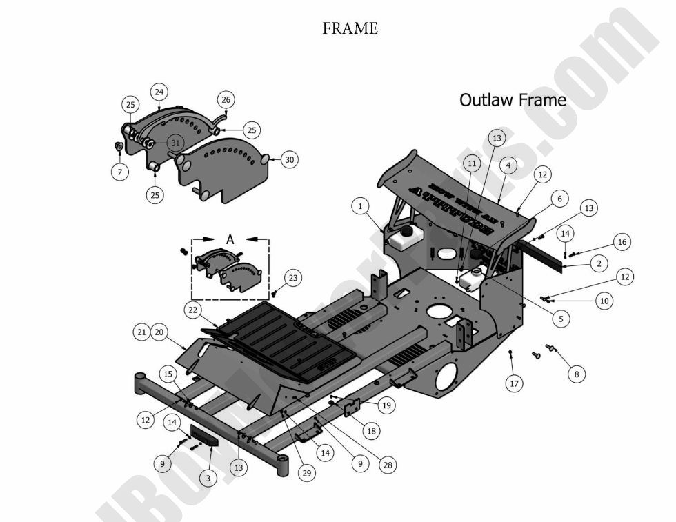 556 - Bad Boy Mower Parts Lookup > 2010 > Outlaw & Outlaw Extreme > Frame