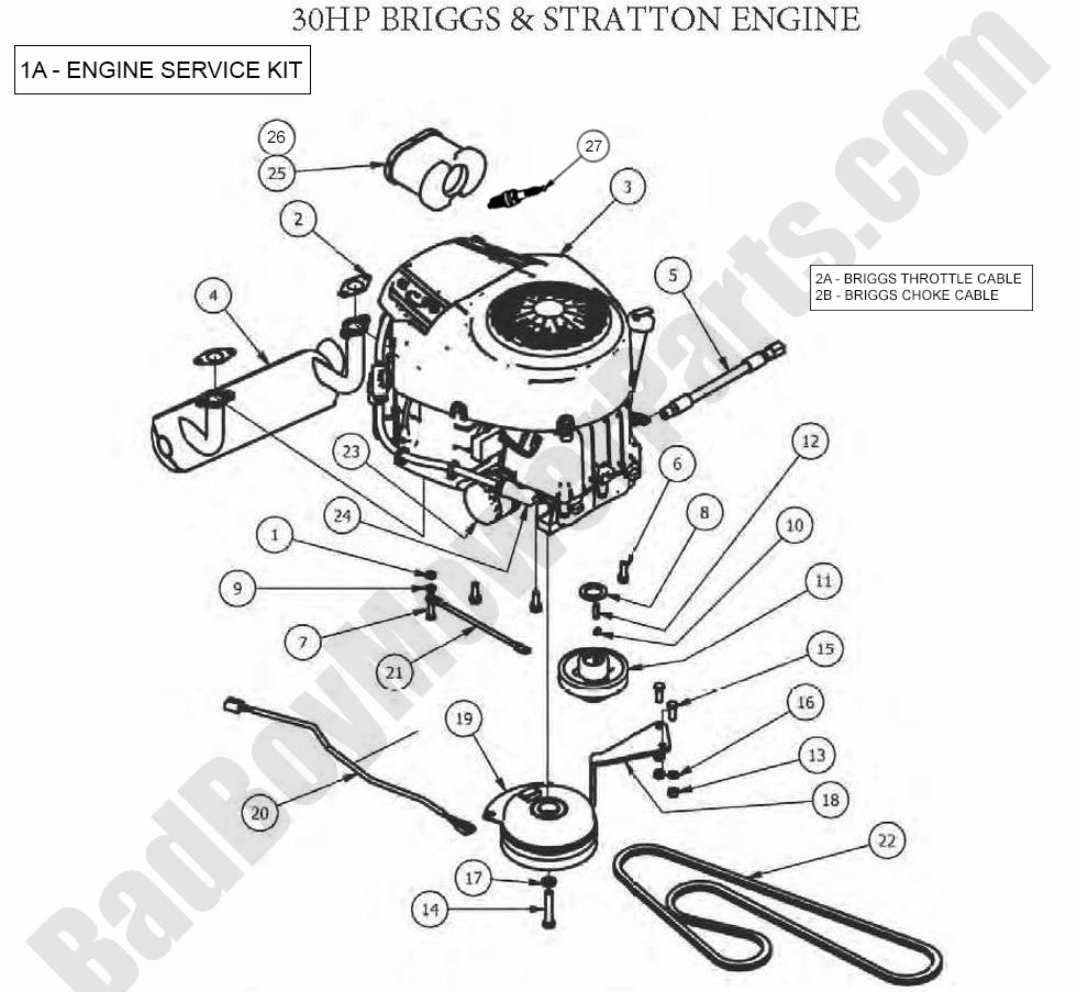 734 - Bad Boy Mower Parts Lookup > 2012 > Outlaw & Outlaw Extreme > Engine - Briggs 30HP